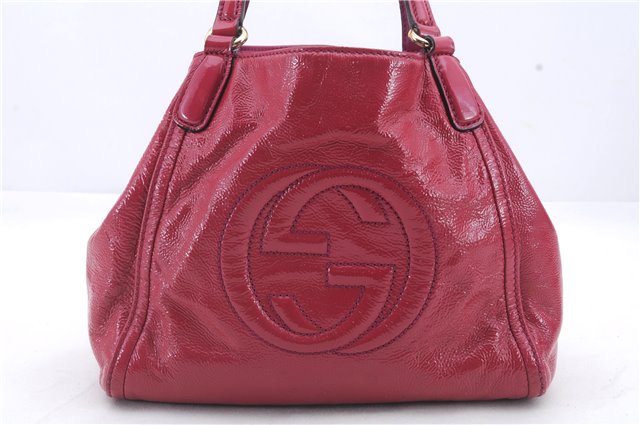 Authentic GUCCI SOHO 2Way Shoulder Hand Bag Enamel 336751 Pink 0639D