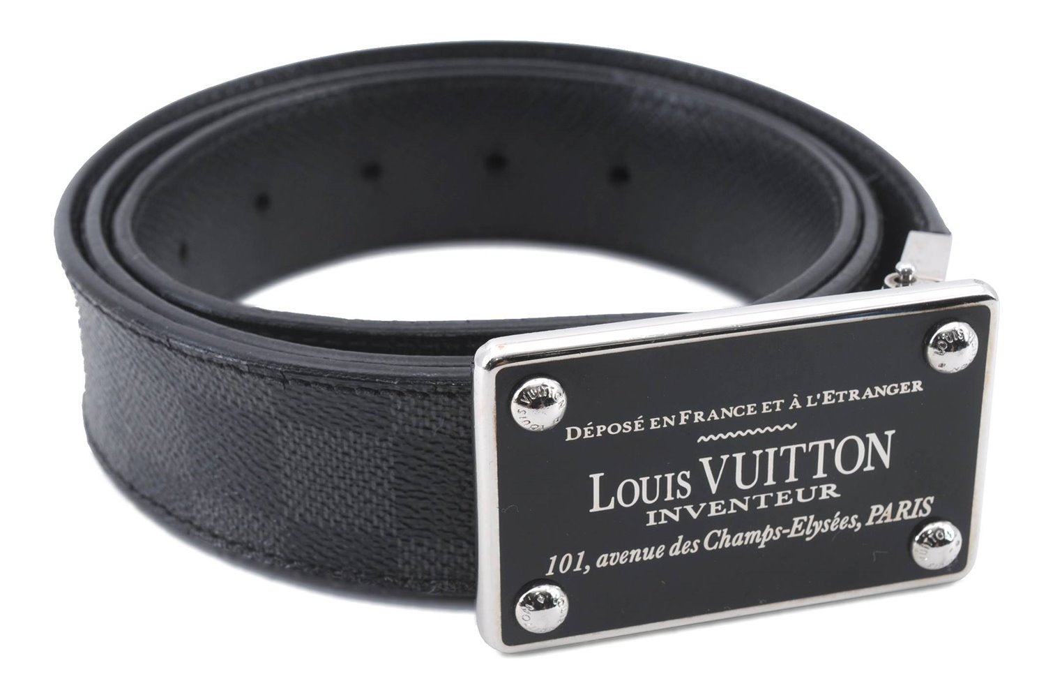 Louis Vuitton Damier Graphite Ceinture Inventeur Belt Black 39.4