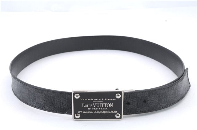 Louis Vuitton Damier Graphite Ceinture Inventeur Belt Black 39.4