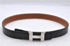 Auth HERMES Mini Constance Ladies Leather Belt Size 65cm 25.6" Black Brown 0650D