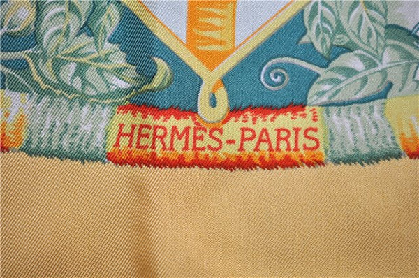 Authentic HERMES Carre 90 Scarf "ALOHA" Silk Orange Box 0656D
