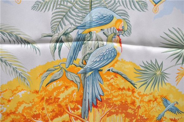 Authentic HERMES Carre 90 Scarf "ALOHA" Silk Orange Box 0656D
