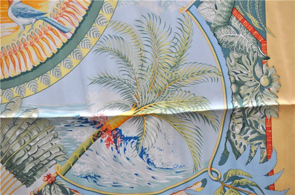 Authentic HERMES Carre 90 Scarf "ALOHA" Silk Orange Box 0656D