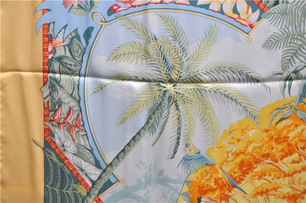 Authentic HERMES Carre 90 Scarf "ALOHA" Silk Orange Box 0656D