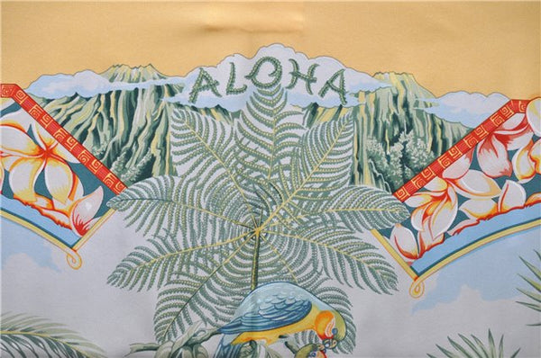 Authentic HERMES Carre 90 Scarf "ALOHA" Silk Orange Box 0656D