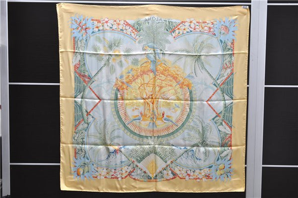 Authentic HERMES Carre 90 Scarf "ALOHA" Silk Orange Box 0656D