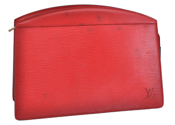 Authentic LOUIS VUITTON Epi Trousse Crete Clutch Bag Red M48417 LV 0659B