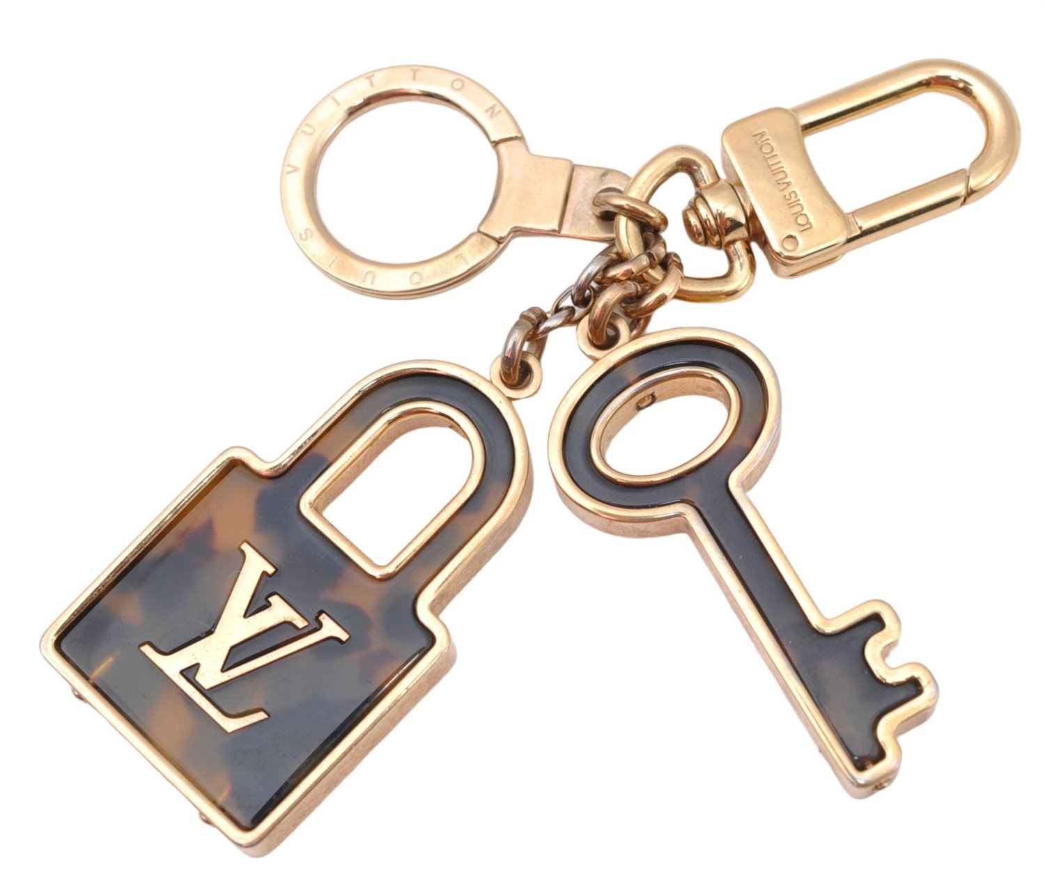 Authentic Louis Vuitton Porte Cles Confidence Charm Key Ring M65088 Gold 0659C