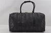 Authentic FENDI Pequin Pattern PVC Leather 2Way Travel Boston Bag Black 0661I