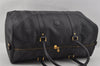 Authentic FENDI Pequin Pattern PVC Leather 2Way Travel Boston Bag Black 0661I