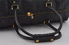 Authentic FENDI Pequin Pattern PVC Leather 2Way Travel Boston Bag Black 0661I