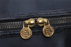 Authentic FENDI Pequin Pattern PVC Leather 2Way Travel Boston Bag Black 0661I