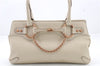 Authentic GUCCI Horsebit Shoulder Tote Bag Leather 114913 White 0663D