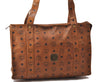 Authentic MCM Visetos Leather Vintage Shoulder Tote Bag Brown  0665D