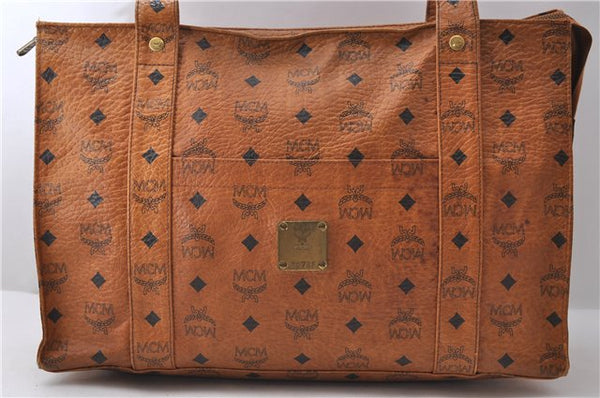 Authentic MCM Visetos Leather Vintage Shoulder Tote Bag Brown  0665D