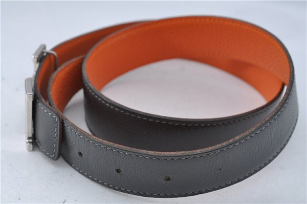 Authentic HERMES Constance Leather Belt Size 80cm 31.5inches Gray Orange 0668C