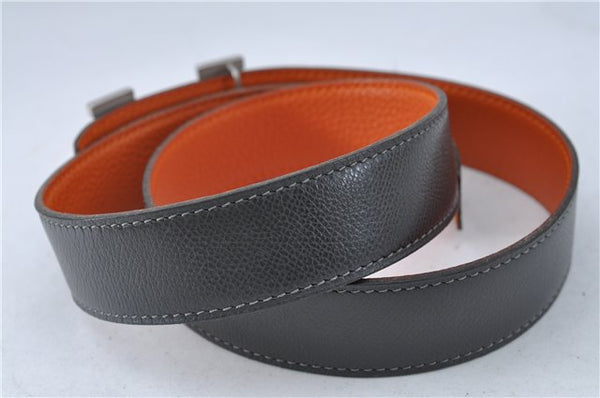 Authentic HERMES Constance Leather Belt Size 80cm 31.5inches Gray Orange 0668C