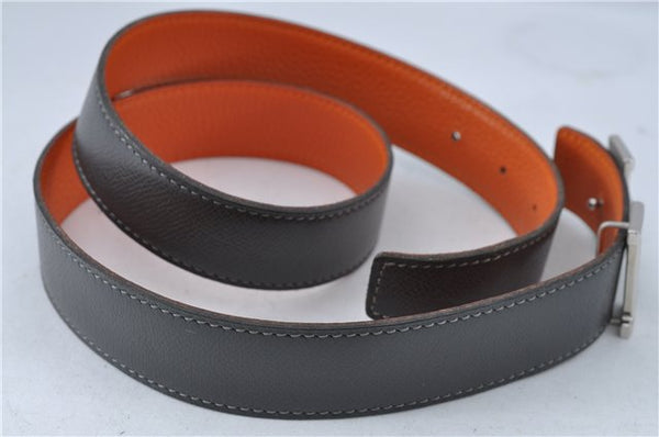 Authentic HERMES Constance Leather Belt Size 80cm 31.5inches Gray Orange 0668C