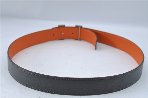 Authentic HERMES Constance Leather Belt Size 80cm 31.5inches Gray Orange 0668C