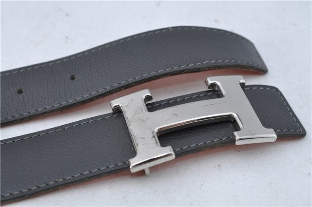 Authentic HERMES Constance Leather Belt Size 80cm 31.5inches Gray Orange 0668C