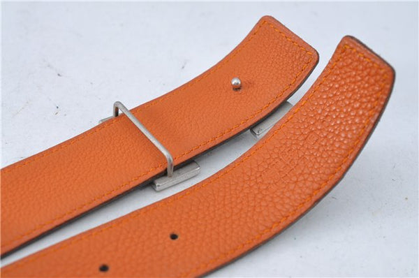 Authentic HERMES Constance Leather Belt Size 80cm 31.5inches Gray Orange 0668C