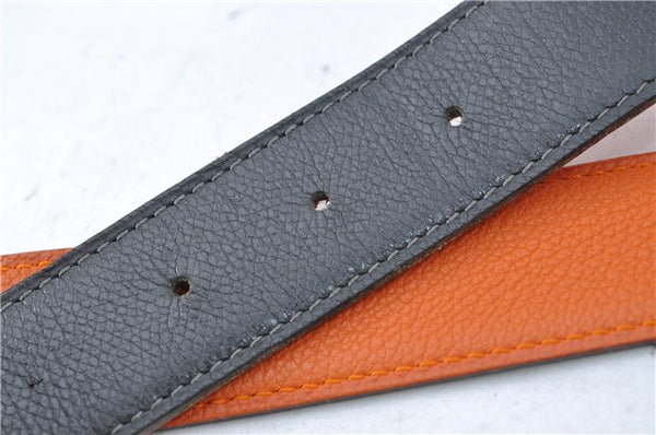 Authentic HERMES Constance Leather Belt Size 80cm 31.5inches Gray Orange 0668C