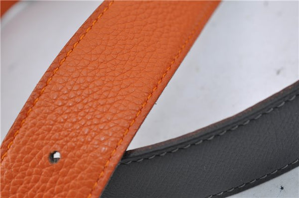 Authentic HERMES Constance Leather Belt Size 80cm 31.5inches Gray Orange 0668C