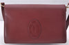 Authentic Cartier Must de Cartier Leather Shoulder Cross Bag Bordeaux Red 0672F