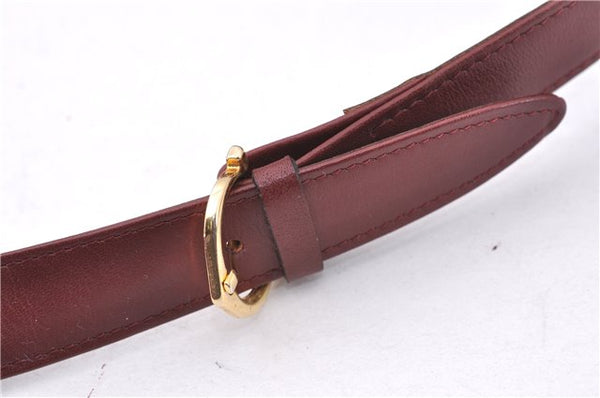 Authentic Cartier Must de Cartier Leather Shoulder Cross Bag Bordeaux Red 0672F