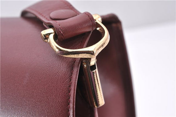 Authentic Cartier Must de Cartier Leather Shoulder Cross Bag Bordeaux Red 0672F