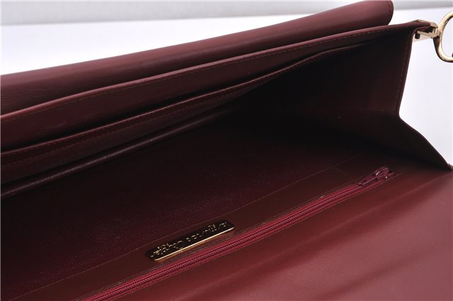 Authentic Cartier Must de Cartier Leather Shoulder Cross Bag Bordeaux Red 0672F