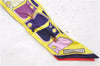 Authentic HERMES Twilly Scarf "Camails" Silk Yellow Purple 0679D