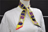 Authentic HERMES Twilly Scarf "Camails" Silk Yellow Purple 0679D