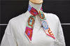 Authentic HERMES Twilly Scarf "BOUCLERIE D'ATTELAGE" Silk Pink Blue 0680D