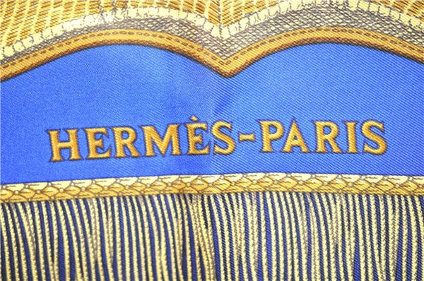 Authentic HERMES Carre 90 Scarf "Poste et Cavalerie" Silk Navy 0683D