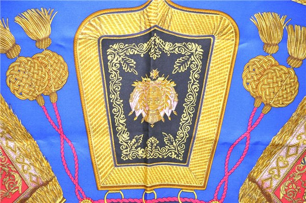 Authentic HERMES Carre 90 Scarf "Poste et Cavalerie" Silk Navy 0683D