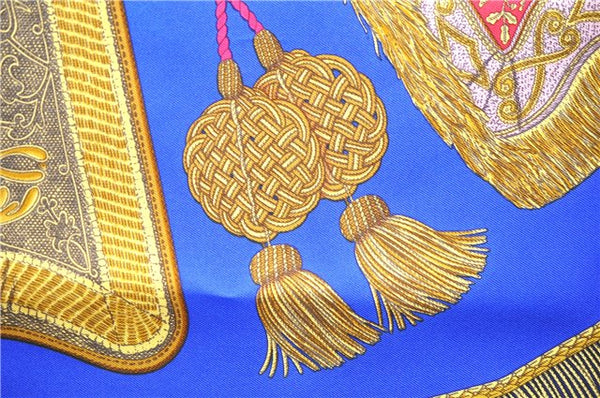 Authentic HERMES Carre 90 Scarf "Poste et Cavalerie" Silk Navy 0683D
