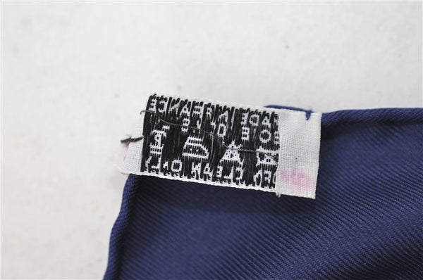 Authentic HERMES Carre 90 Scarf "Poste et Cavalerie" Silk Navy 0683D