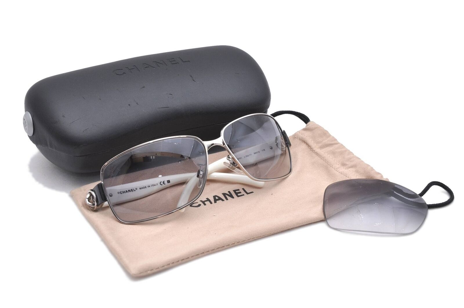 Authentic CHANEL Sunglasses CoCo Mark Plastic 4151 Black White 0694C