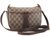 Authentic GUCCI Web Sherry Line Shoulder Cross Bag GG PVC Leather Brown 0697F
