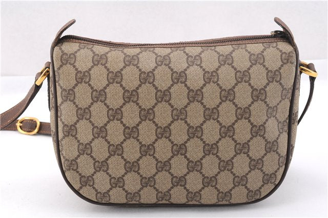 Authentic GUCCI Web Sherry Line Shoulder Cross Bag GG PVC Leather Brown 0697F