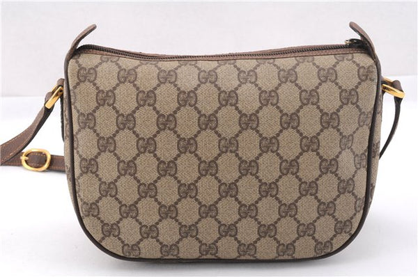 Authentic GUCCI Web Sherry Line Shoulder Cross Bag GG PVC Leather Brown 0697F