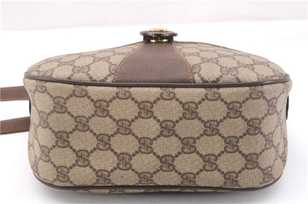 Authentic GUCCI Web Sherry Line Shoulder Cross Bag GG PVC Leather Brown 0697F