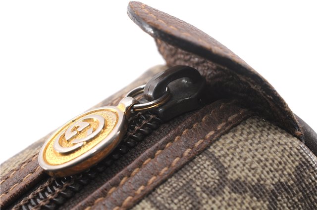 Authentic GUCCI Web Sherry Line Shoulder Cross Bag GG PVC Leather Brown 0697F