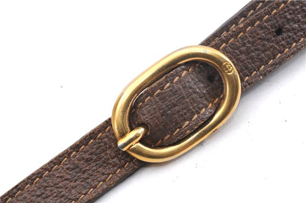 Authentic GUCCI Web Sherry Line Shoulder Cross Bag GG PVC Leather Brown 0697F