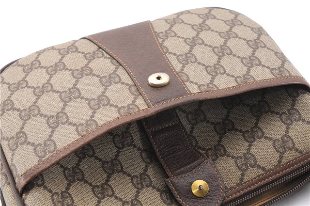 Authentic GUCCI Web Sherry Line Shoulder Cross Bag GG PVC Leather Brown 0697F