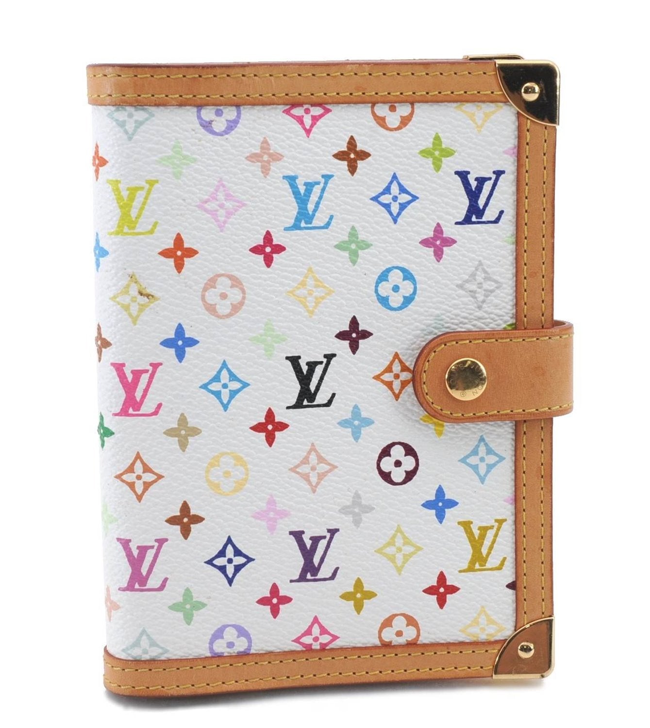 Louis Vuitton Monogram Multicolor Agenda PM Day Planner Cover R20896 White 0698D