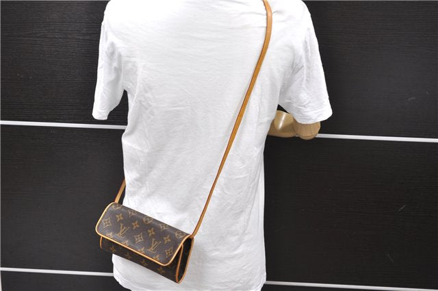 Authentic Louis Vuitton Monogram Pochette Twin PM Shoulder Bag M51854 LV 0700D