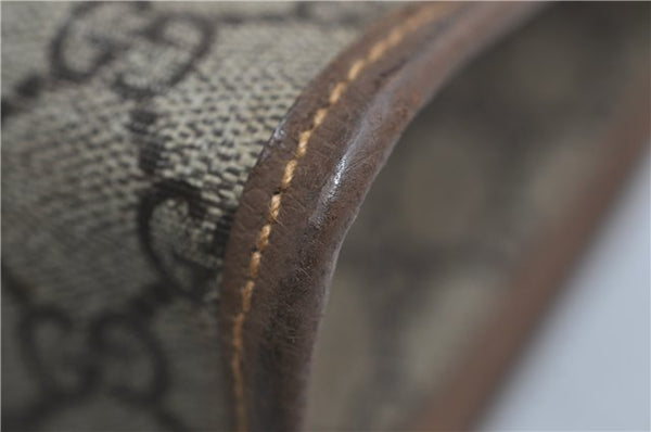 Authentic GUCCI Vintage Clutch Hand Bag Purse GG PVC Leather Brown 0700F