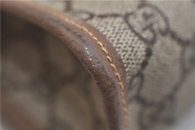 Authentic GUCCI Vintage Clutch Hand Bag Purse GG PVC Leather Brown 0700F